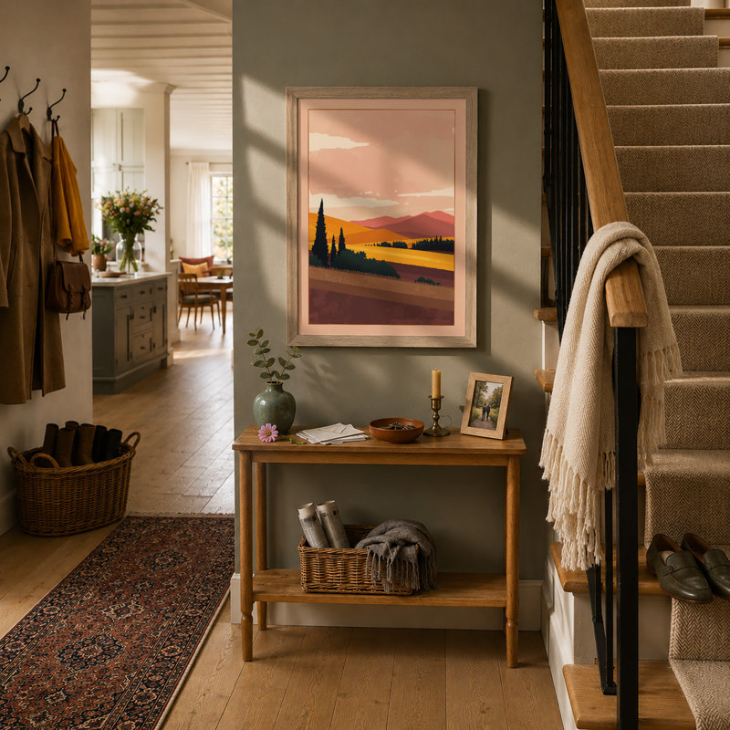 Tuscan Sunset Minimalist - Print, Oak, A4 - 29.7 x 21.0 cm