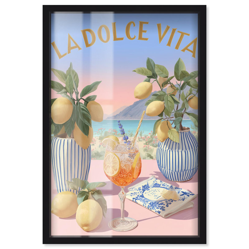 «Aperitivo Sunset Shadowbox Print Summer Art Prints» par Art Remedy, H 46 po x l 31 po, Noir