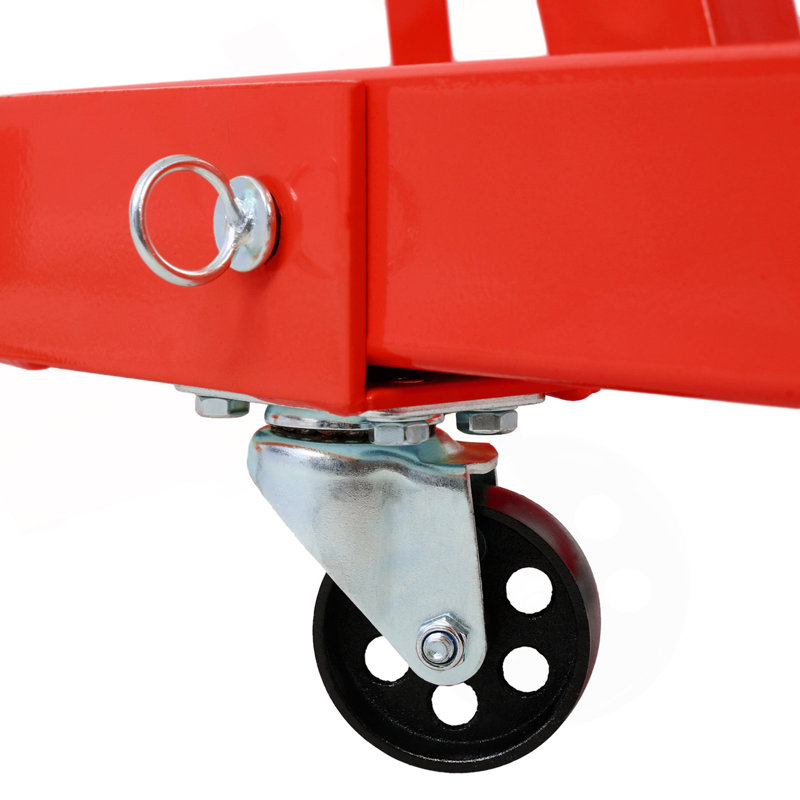 Grue de levage pliable pour moteur de 2 tonnes, grue pour atelier, grue en acier robuste avec 6 roulettes en fer (rouge)