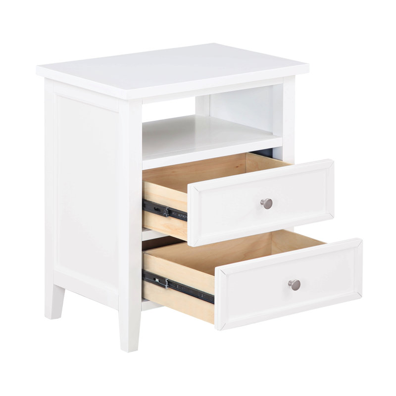 Table de chevet 2 tiroirs blanche, Blanc
