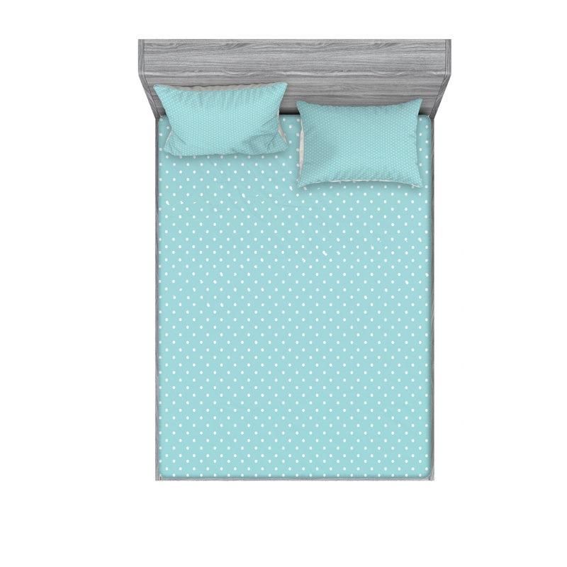 Microfiber Polka Dots Sheet Set, Queen Sheet Set with Fitted Sheet