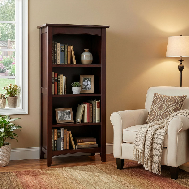 Ratcliff 14"L x 24"W x 48"H 3-Shelf Shaker Cottage Bookcase, Chocolate, Chocolate