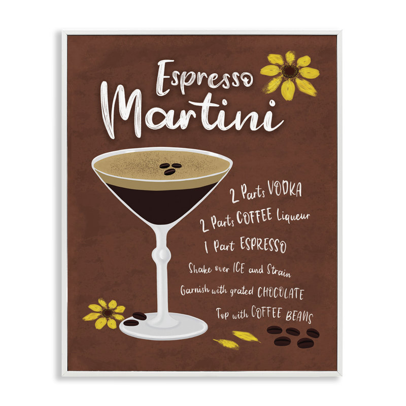  Espresso Martini with Recipe Black Framed Giclee Art by Deborah Curiel, H 20 po x l 16 po