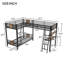 Lit superposé en L avec lit mezzanine avec bureau et tablette