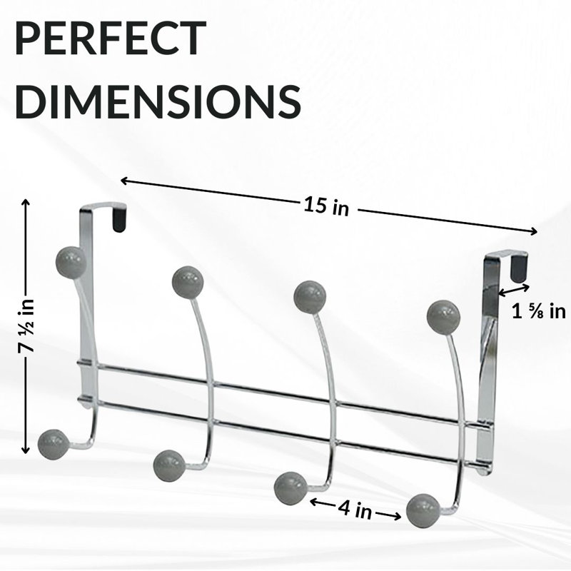 8-Hook Over-The-Door Hook Rack, Chrome/Gray