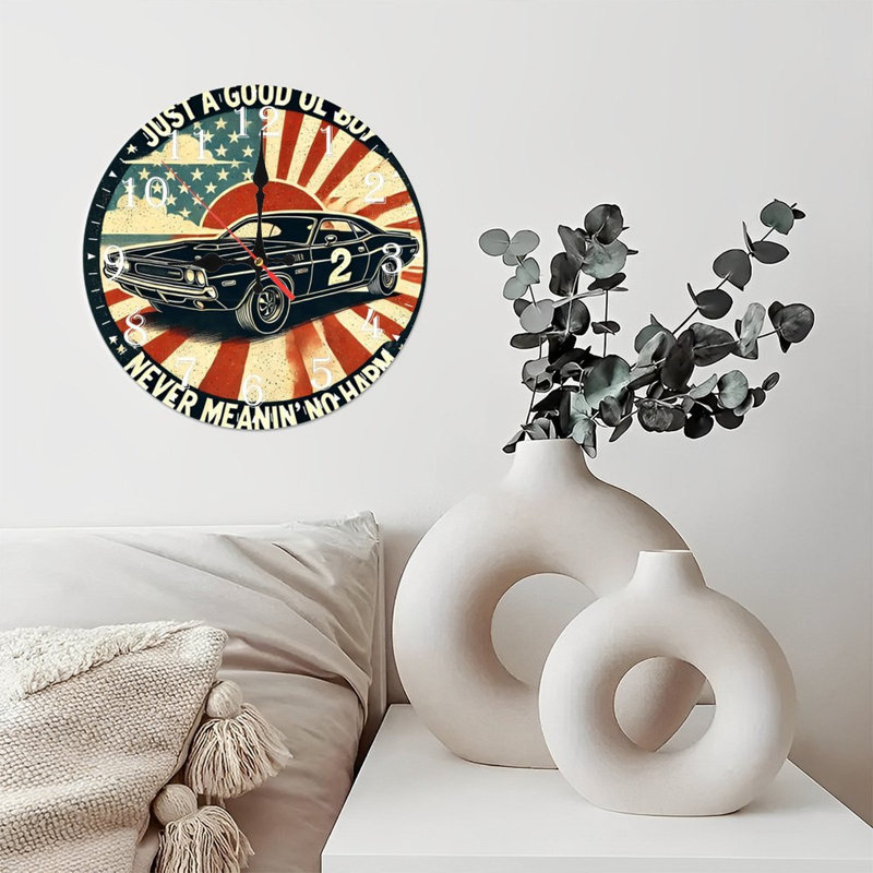 Horloge murale en bois 10 po, mouvement silencieux, à piles (piles AA non incluses), décor artistique, parfait pour les décorations