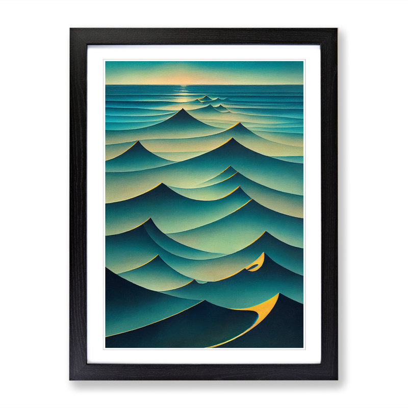 Ocean Seascape Abstract Vol.4 - Picture Frame Print, 64cm H x 46cm W x 2cm D, Black