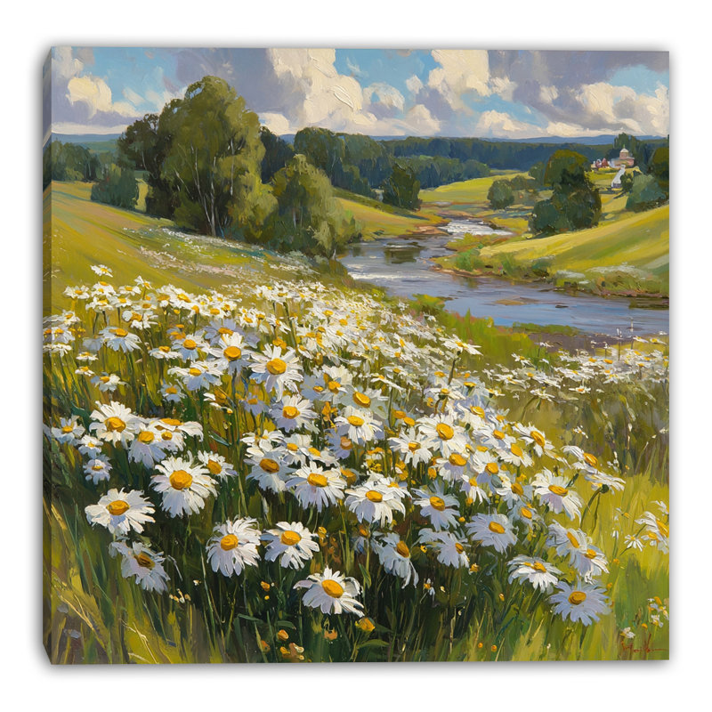 «Daisy River Landscape II», art mural sur toile tendue, L 40 po x H 40 po x P 1,5 po