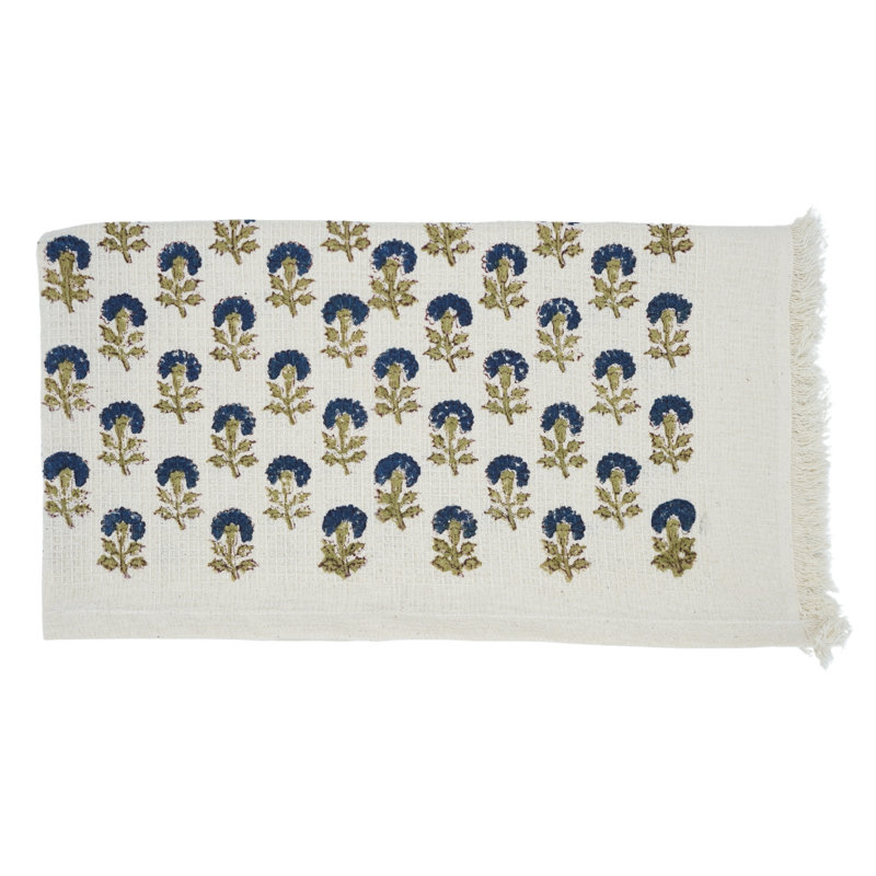 Discover Floral Hand Block Print Cotton Waffle Hand Towels 17X32 Unique Design & Premium Quality (Chirayu), Dark Blue
