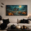 «Haunted House Under Full Moon with Glowing Halloween», art mural sur toile-226349980