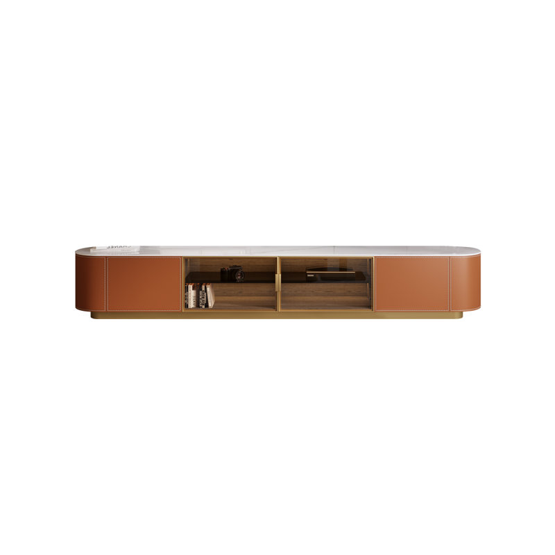 Meuble télé de comptoir en pierre frittée de style moderne, 94.49"
