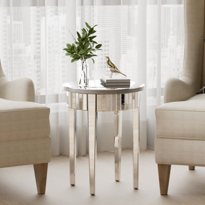 Roddey Glass Mirrored End Table