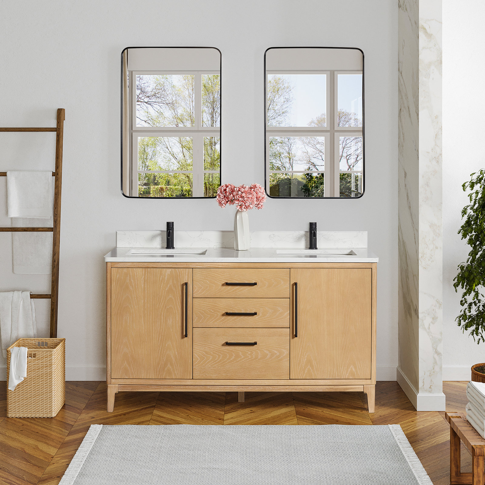 Langosta 60" Double Bathroom Vanity, Washed Ash Gray