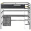 Lit mezzanine en bois avec bureau, tableau noir, boîte de rangement, tablette et 3 tiroirs-411698089
