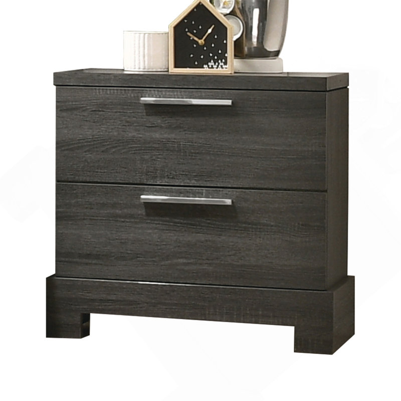 Lantha Gray Oak Finish Nightstand, Gray