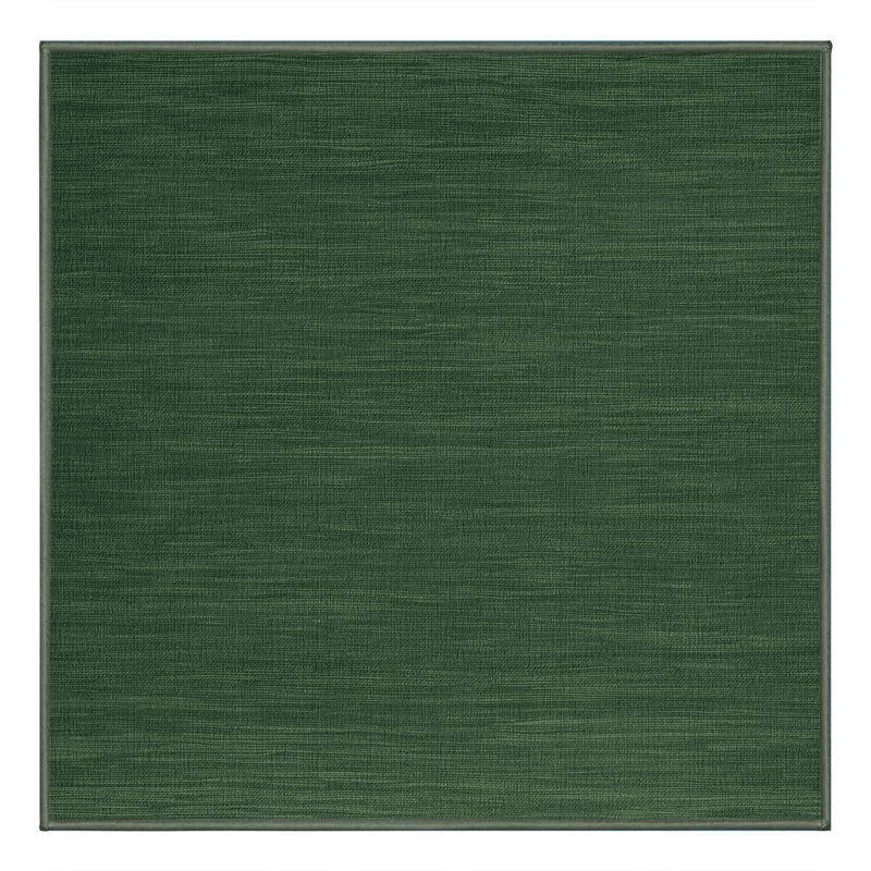 Machine Washable Solid Green Area Rug, Square 3'