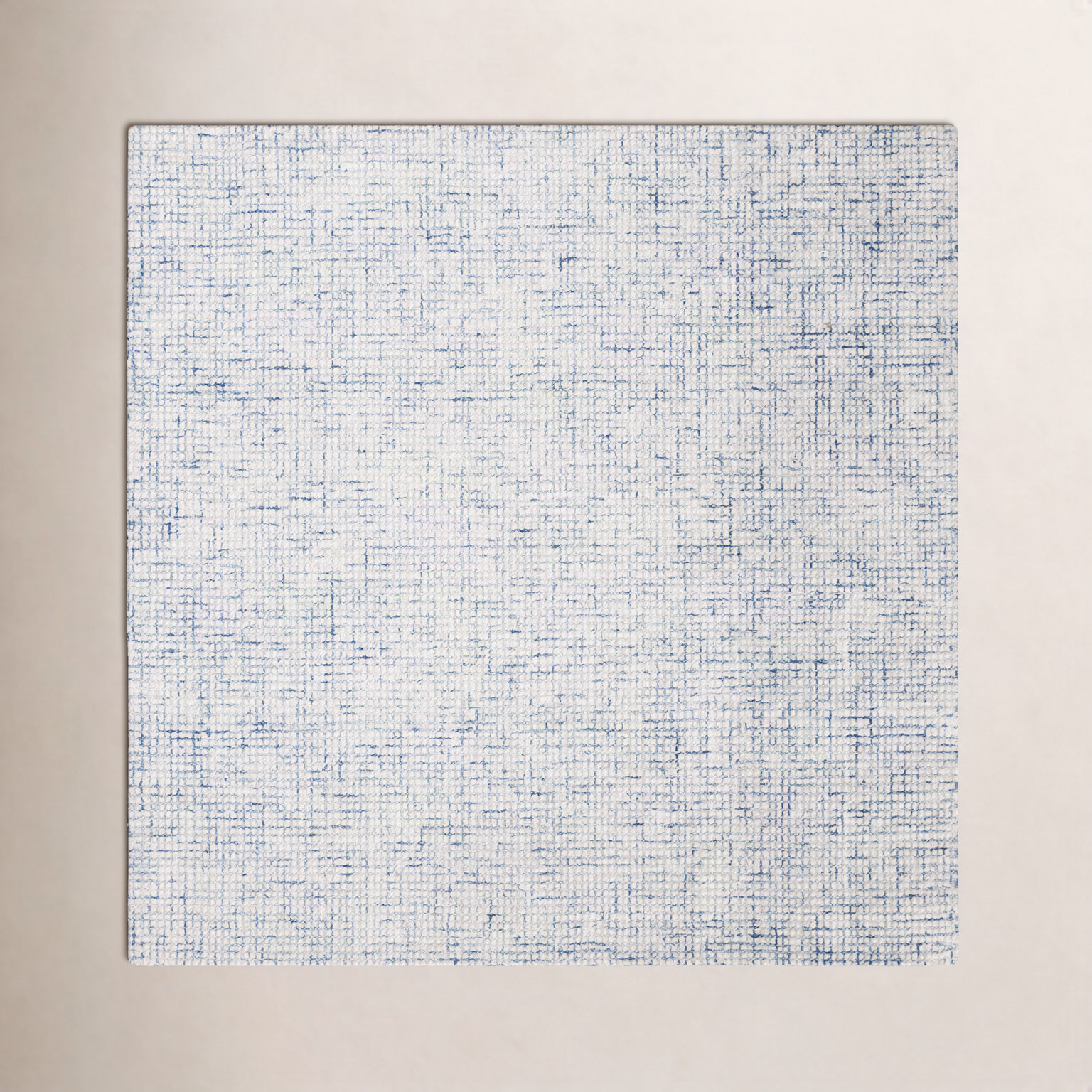 Rowe Ivory Blue Hand-Tufted Striped Rug, Square 8'