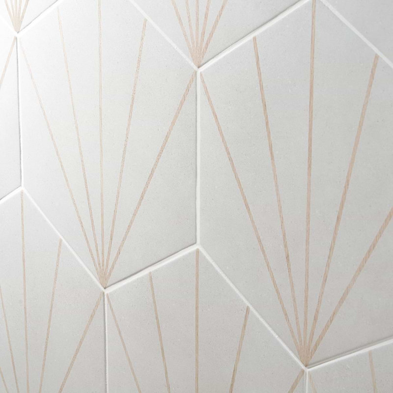 Pergola 12.5" Hexagon Matte Porcelain Tile, Beams White