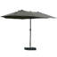 Parasol de patio 15 'en gris foncé. Pare-soleil rectangulaire double face. Facile à assembler, acier, pour piscine, patio, parasol, côtés gris, jardin