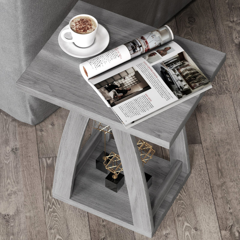 Set Of 2 End Table With Storage, Gray