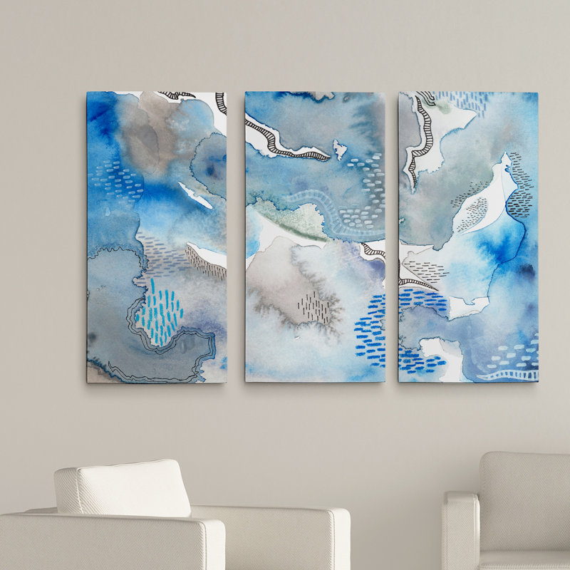 « subtil blues », reproduction d’art à multiples images sur toile, H 40 po x l 60 po x P 1,5 po