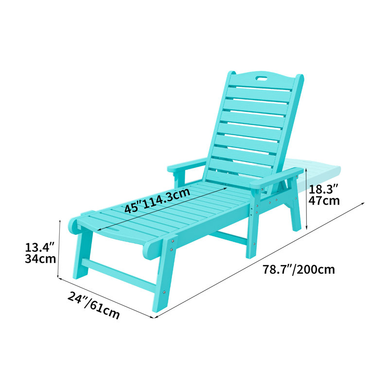 Alizay 78.7" Long Reclining Outdoor Chaise Lounge, Blue
