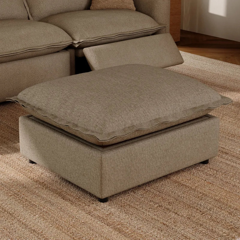 Rangement et table basse avec repose-pieds, lin, Brun