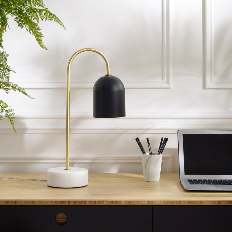 Lampe de bureau en métal Gilleod, Noir, Blanc