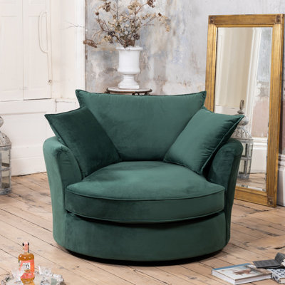 Fayyaz Velvet Swivel Base Cuddle Chair