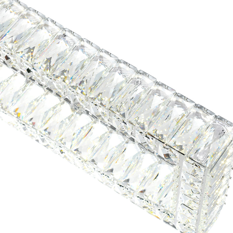 Lustre chromé rectangulaire pour salle à manger, îlot de cuisine ou vestibule - luminaire à DEL intégré