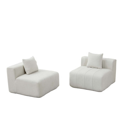 Chenille Symmetrical Modular Sectional Sofa With 2 Pillows For Living Room, Bedroom, Office, Reading Nook, And Lobby Use.