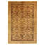 Tapis décoratif en laine kaki clair de conception unique noué à la main des années 1980 6 pi 7 po x 9 pi 7 po Denasha