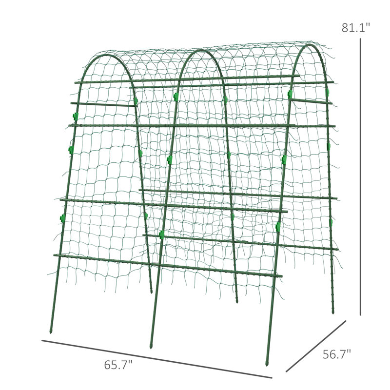 Treillis arqué de 6,8 pi pour plantes grimpantes, avec structure en acier enduit de plastique, raisins de soutien, courgettes et autres plantes d'extérieur