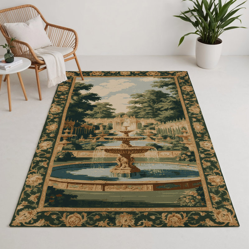 Tapis vert français intérieur et extérieur, Rectangle 5 pi x 7 pi
