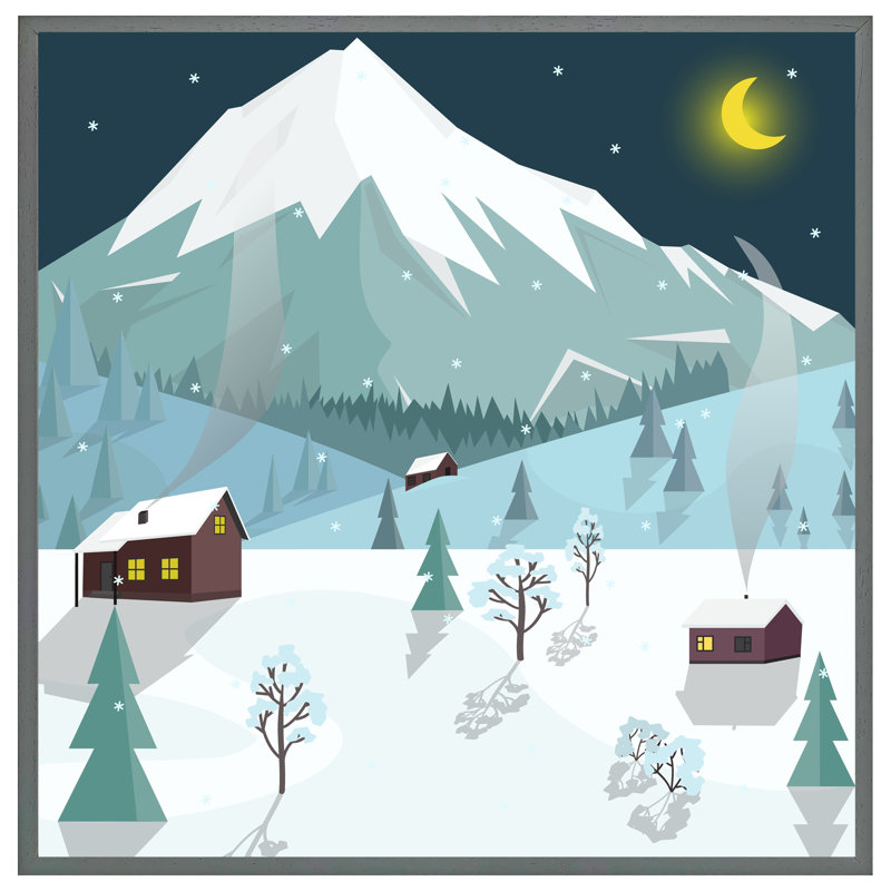 Asaf Winter Landscape - Single Picture Frame Print, 61cm H x 61cm W x 4cm D, Grey