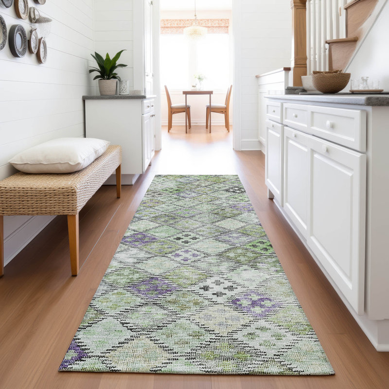 Premium Machine Washable Dahl AMF1081 Geometric Rug, Runner 2'3" x 7'6"