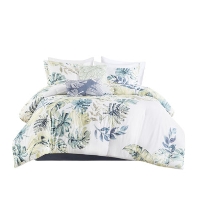 6 Piece Full Comforter - Cotton With Enchanting Tropical Plant Pattern Size Mesmerizing Print