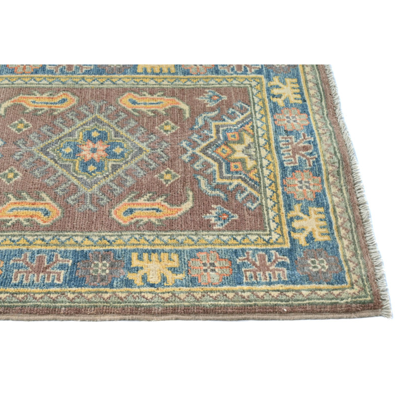 Tapis de couloir oriental brun Kazak
