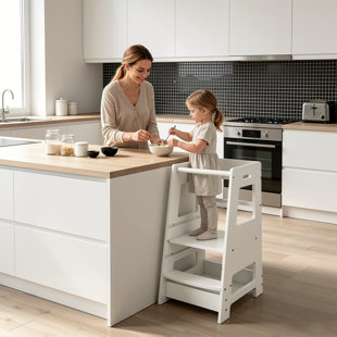 Toddler Standing Tower for Kitchen, Step Stool for Kids, Adjustable Height Learning Stool with Removable Anti-Drop Safety Rail, Anti-Slip Step Stool for Toddlers for Bathroom Bedroom Counter