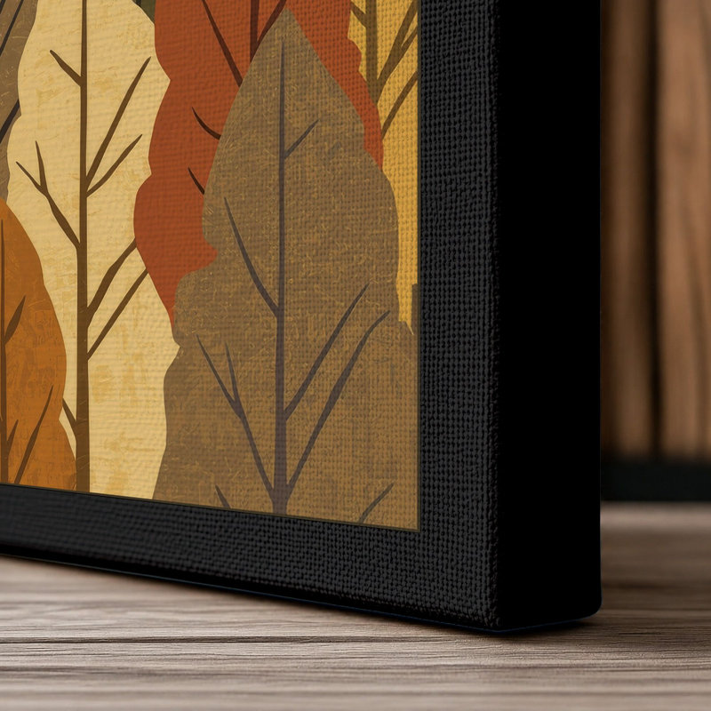Autumn Leaf Pattern Botanical - Wrapped Canvas, 18x12 - 45.7 x 30.5 cm, Black Border