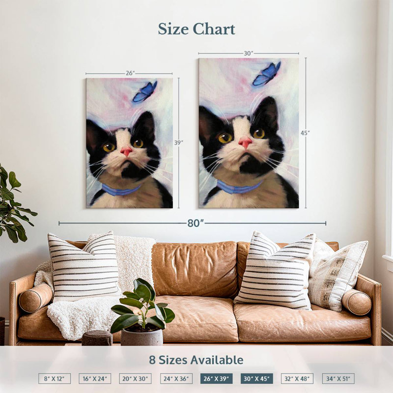 Chat et papillon Brampt, H 39 po x l 26 po