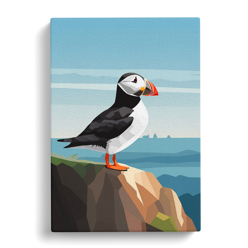 Puffin Minimalism Art - Wrapped Canvas, 50cm H x 35cm W x 3cm D