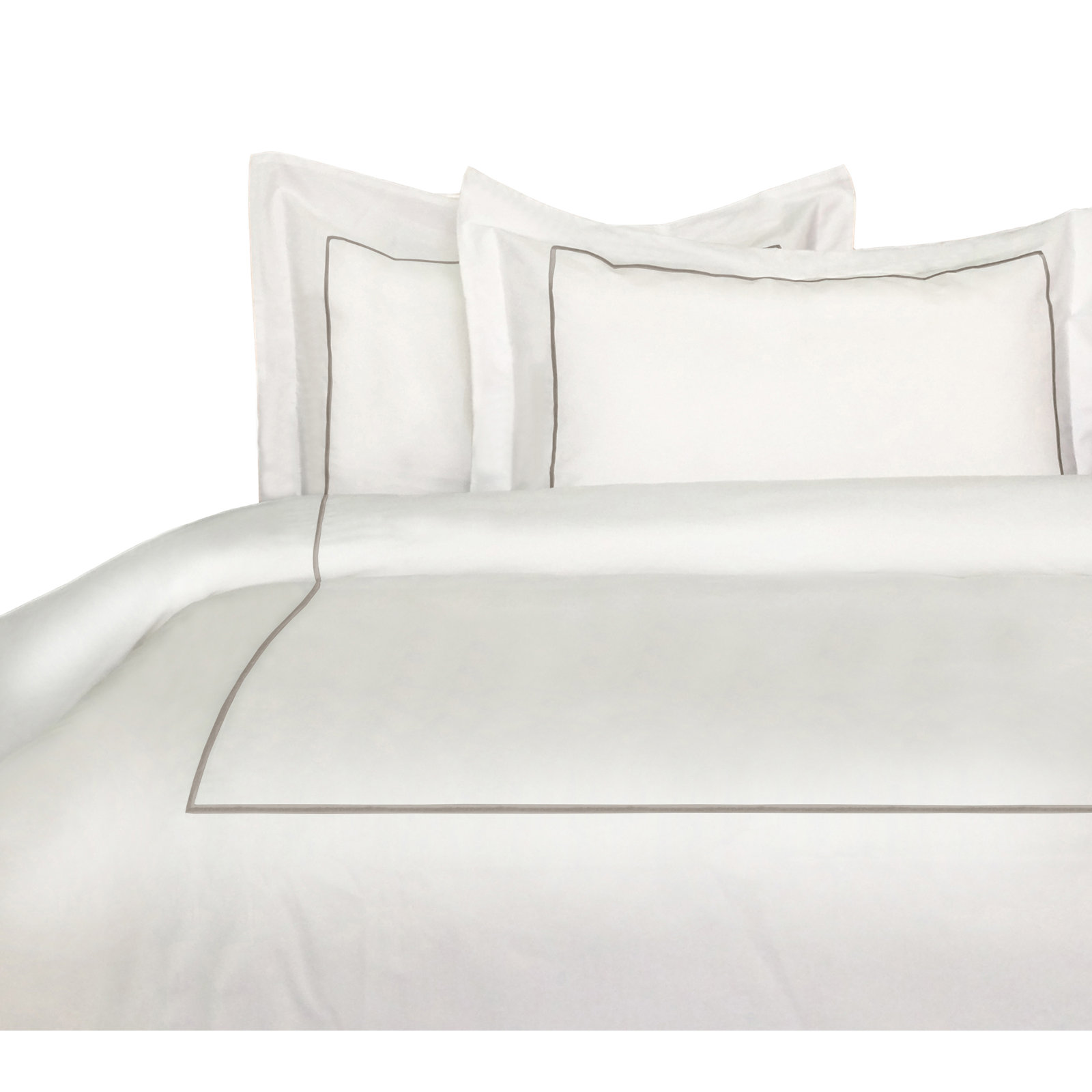 Benin Percale Duvet Cover Set, Full/Queen Duvet Cover + 2 Shams, Gray/White