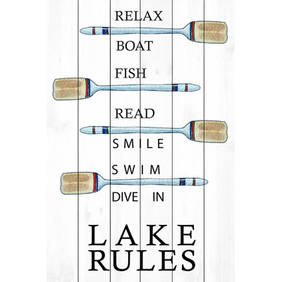 Lake Rules-impression sur bois