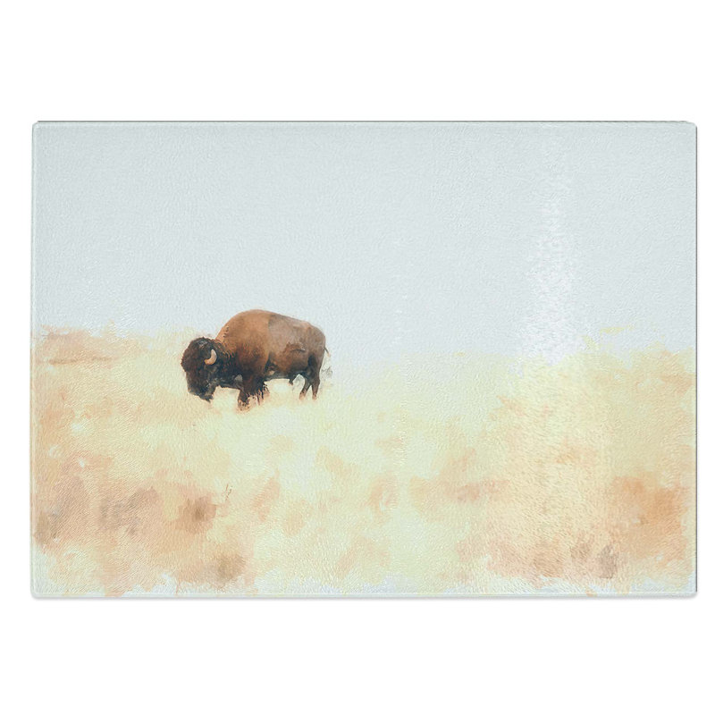 Tempered Glass Wandering Bison in Abstract Chopping Board, 39 cm W x 28.5 cm L