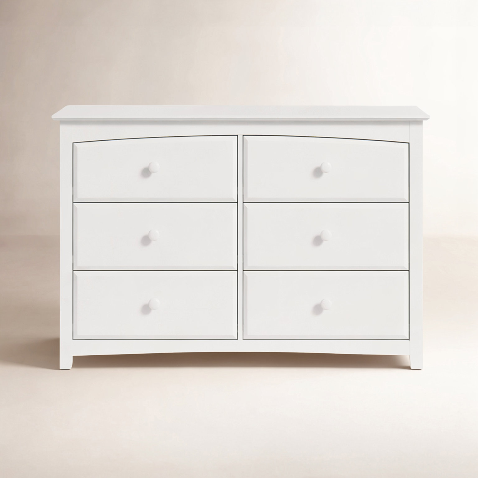 Kenton Wood 6-Drawer Double Dresser, White