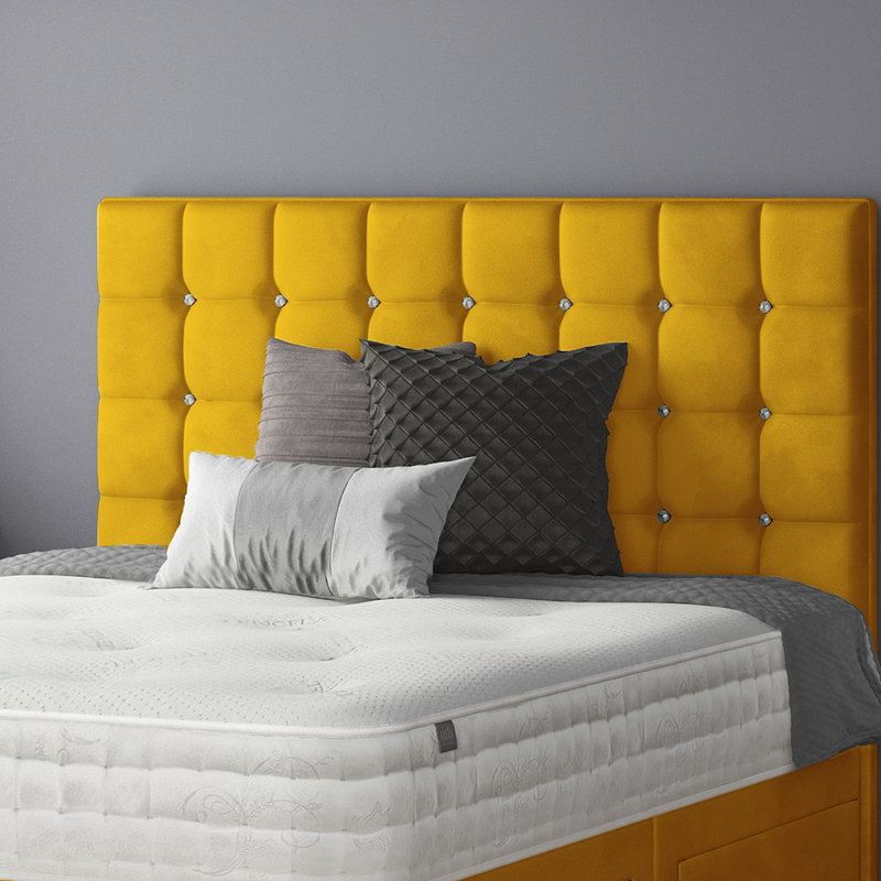 Rochester Upholstered Headboard, Double (4'6), Yellow