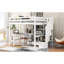 Lit mezzanine double blanc avec bureau en forme de L, tiroirs utiles, armoire et escalier de rangement spacieux de style moderne-588223715