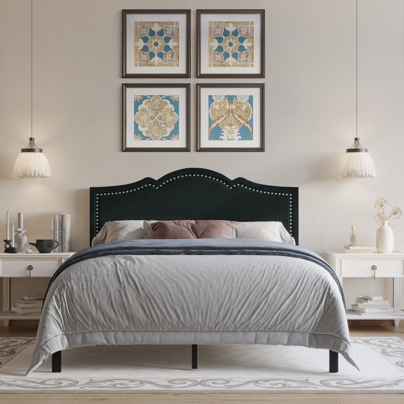Katin Upholstered Platform Bed, Charcoal Gray, Queen
