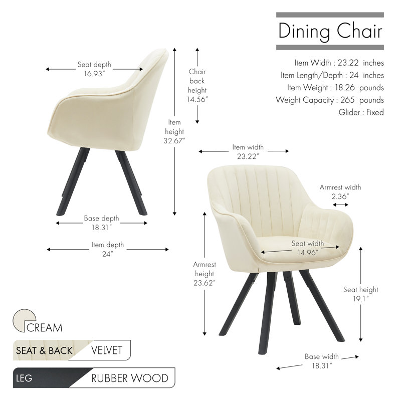 Chaise de salle à manger Antonius, Crème